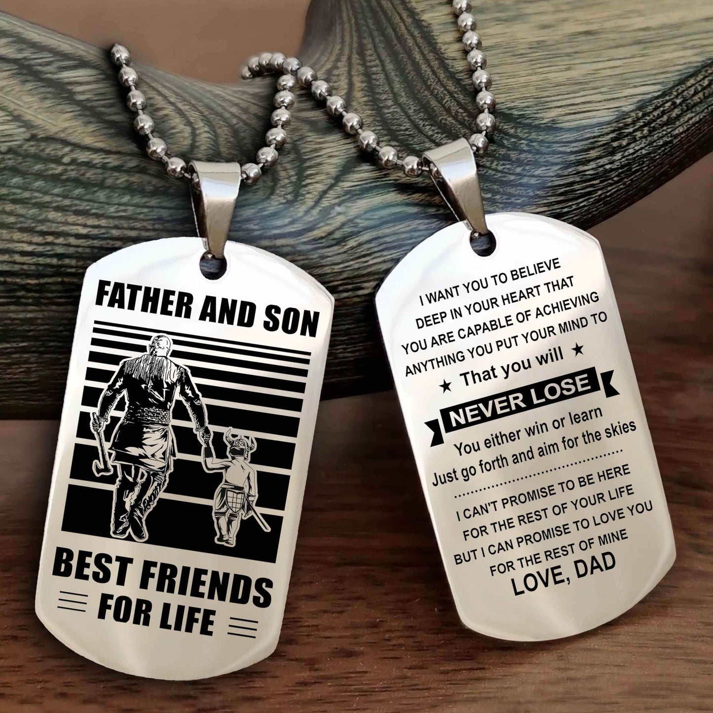 Samurai Personalized Double Sided Dog Tag Silver To My Son I Love You - You Will Never Lose You Either Win Or Learn From Dad To Son
