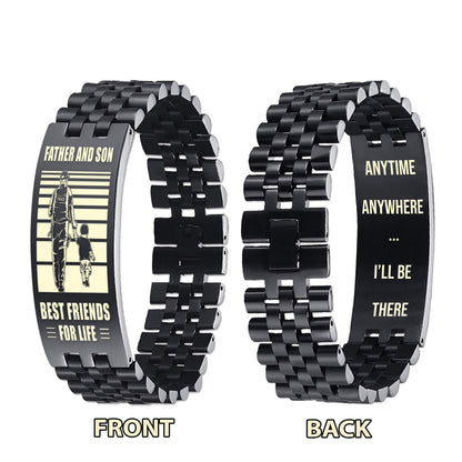 Samurai WBH Personalized Double Sided Bracelet Father And Son Best Friends For Life - Message on the back side