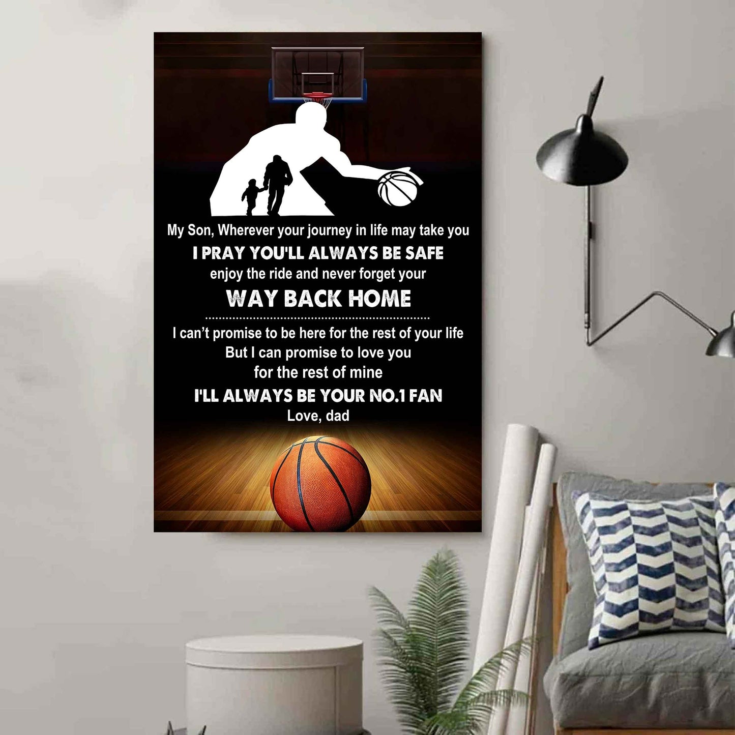Baseball Poster Canvas Dad To Son - Never Forget Your Way Back Home I Will Always Your No 1 Fan