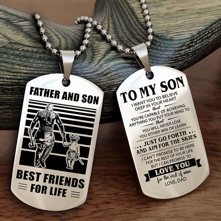 DRB Double Sided Dog Tag Father And Son Best Friend For Life - Gift For Son Just Go Forth And Aim For The Skies