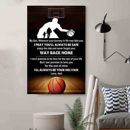 Sport Poster Canvas Dad To Son - Never Forget Your Way Back Home I Will Always Your No 1 Fan