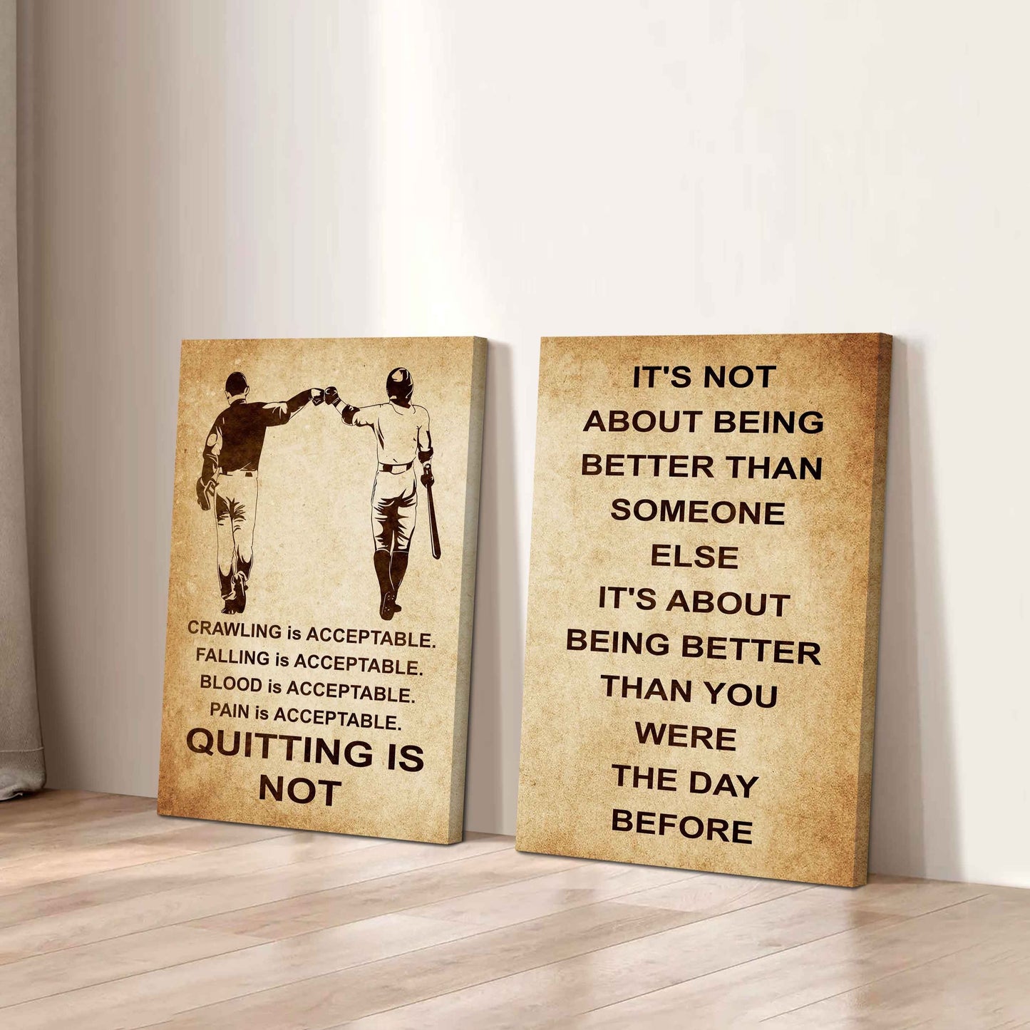 Combo 2 DRB Poster Canvas Quitting Is Not - It's Not About Being Better Than Someone Else It's About Being Better Than You Were The Day Before