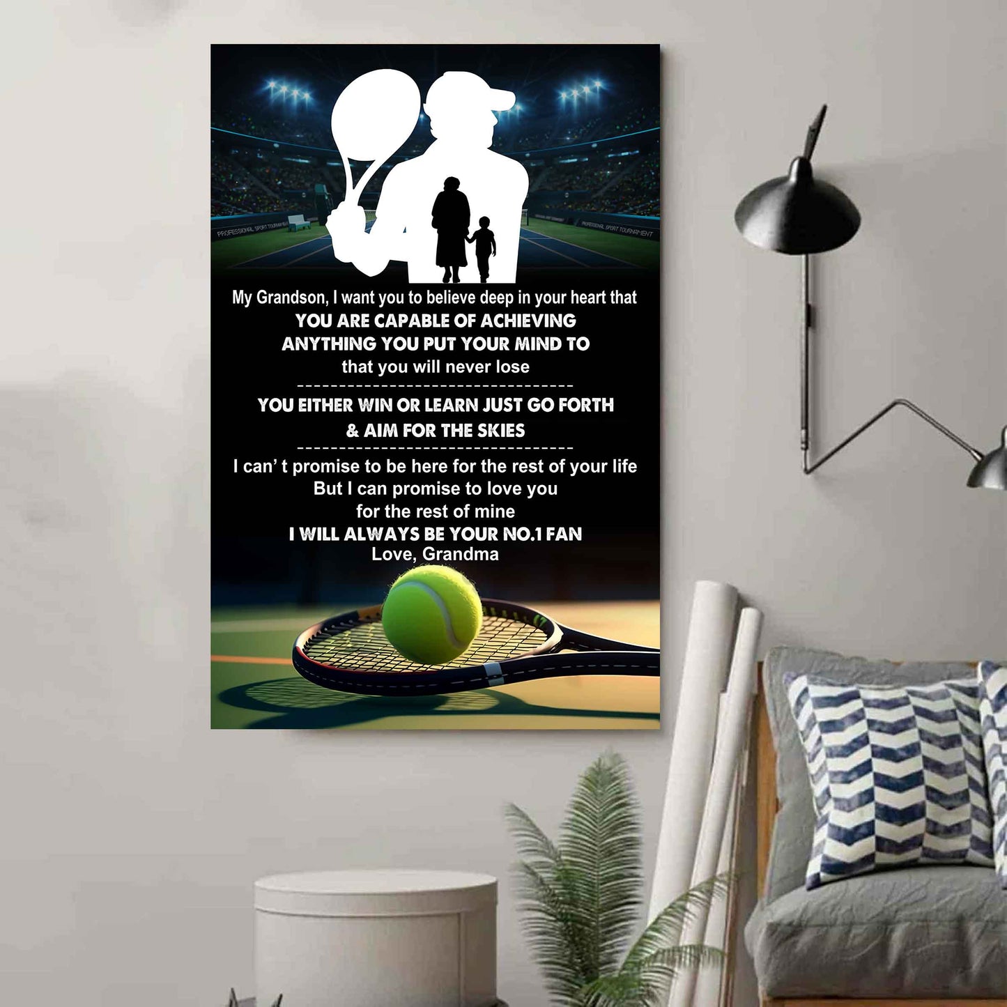 Sport Basketball Poster Canvas Grandma To Grandson - That You Will Never Lose You Either Win Or Learn I Will Always Your No 1 Fan