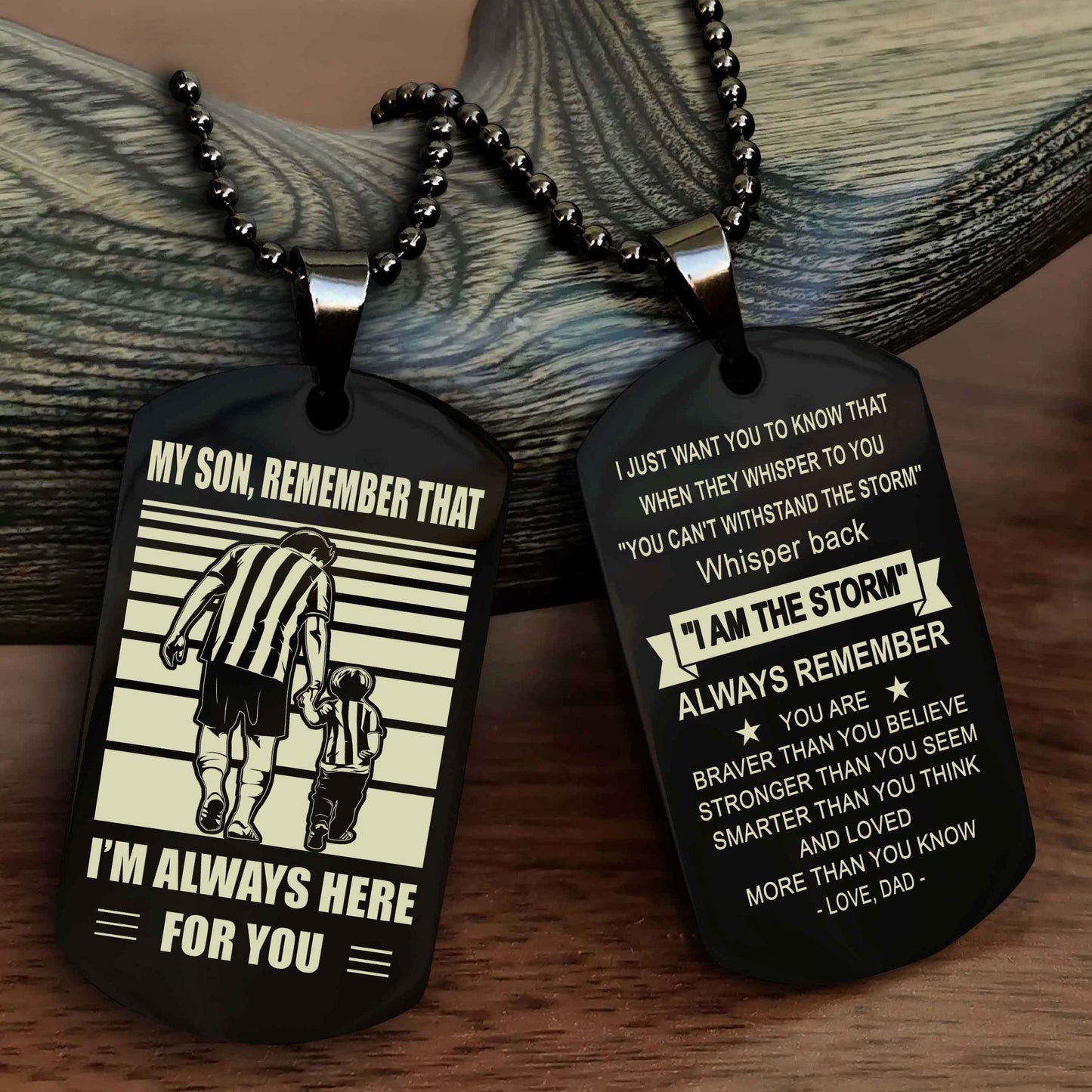 Samurai Personalized Double Sided Dog Tag My Son Remember That I Will Always Here Whisper Back I Am The Storm