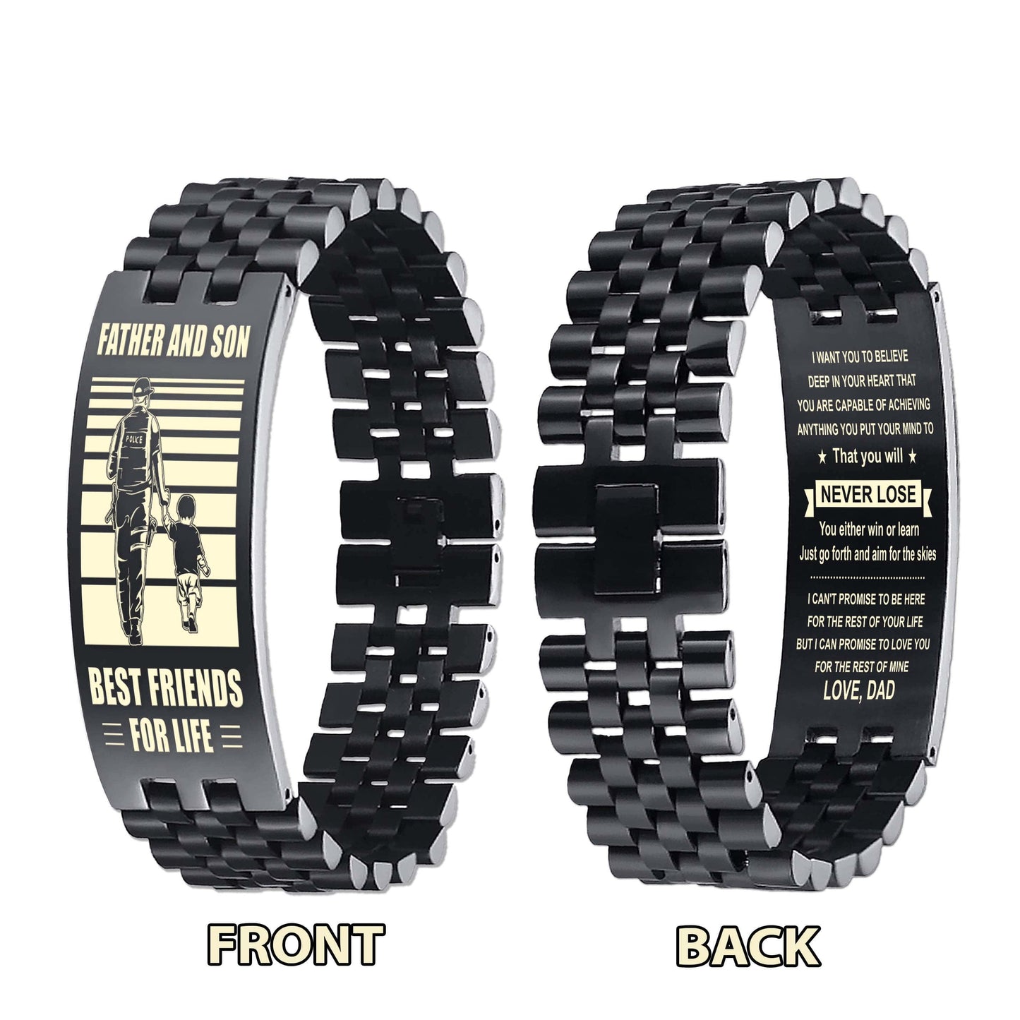 Samurai ANT Personalized Double Sided Bracelet Father And Son Best Friends For Life - Message on the back side