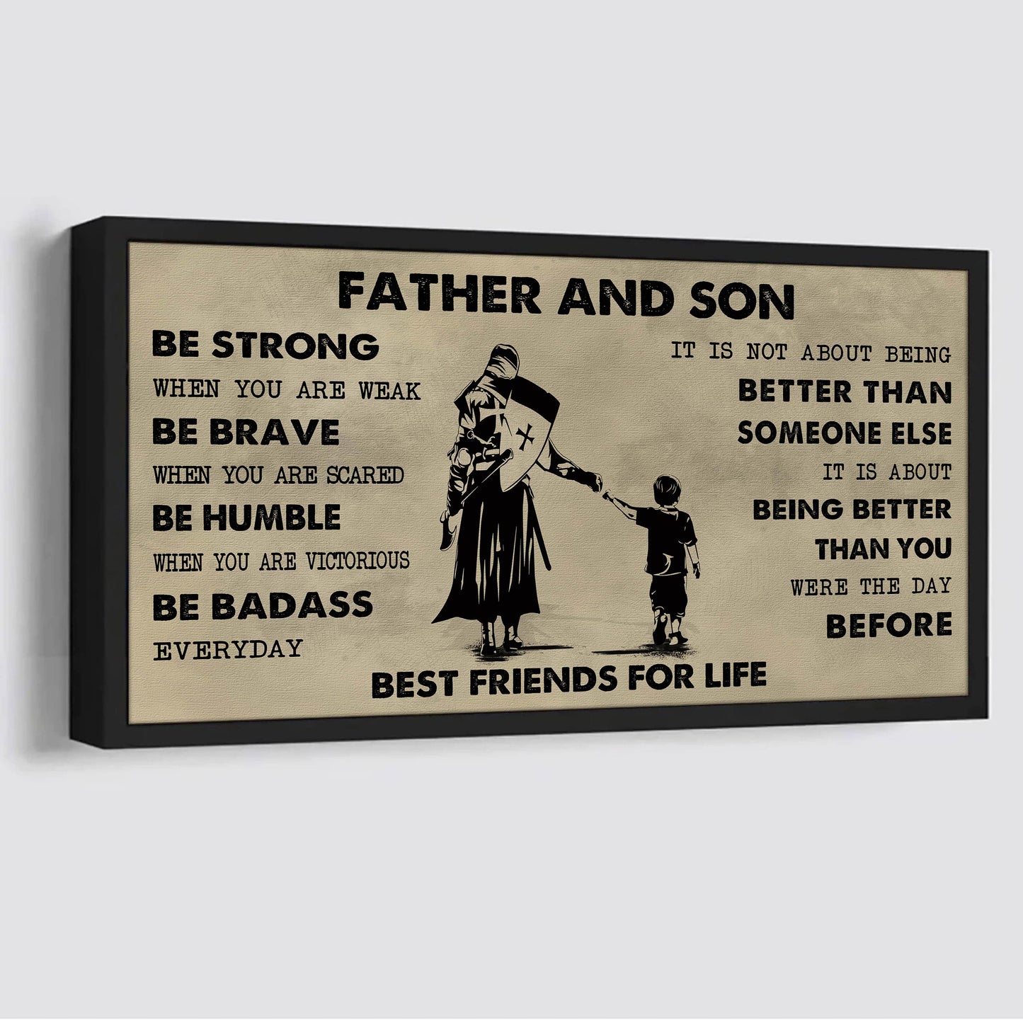 Ver 2 VGT Father And Son Best Friends For Life - Be Strong When You Are Weak Poster Canvas Gift For Son From Father-Photo Upload
