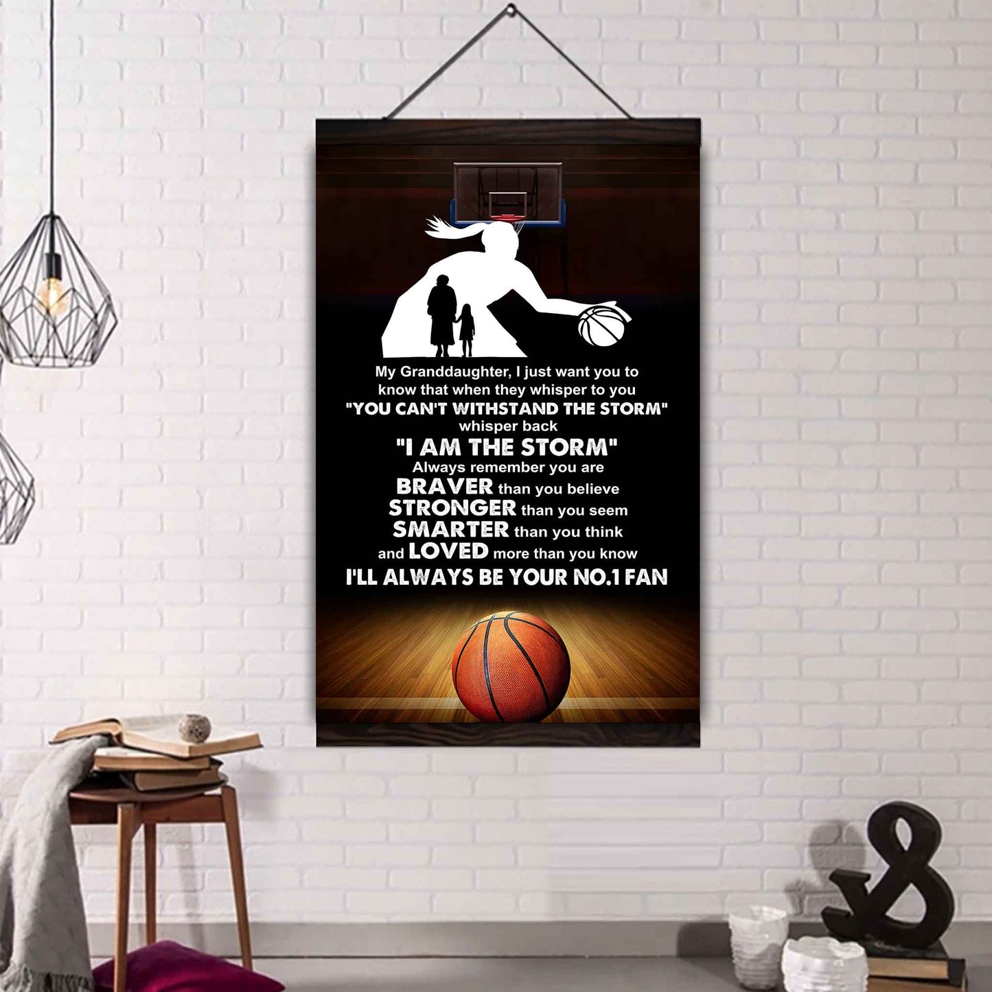 Baketball Poster Canvas Grandma To Granddaughter - Whisper Back I Am The Storm I Will Always Your No 1 Fan