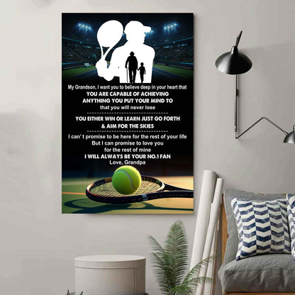 Baseball Poster Canvas Granpa To Grandson - That You Will Never Lose You Either Win Or Learn I Will Always Your No 1 Fan