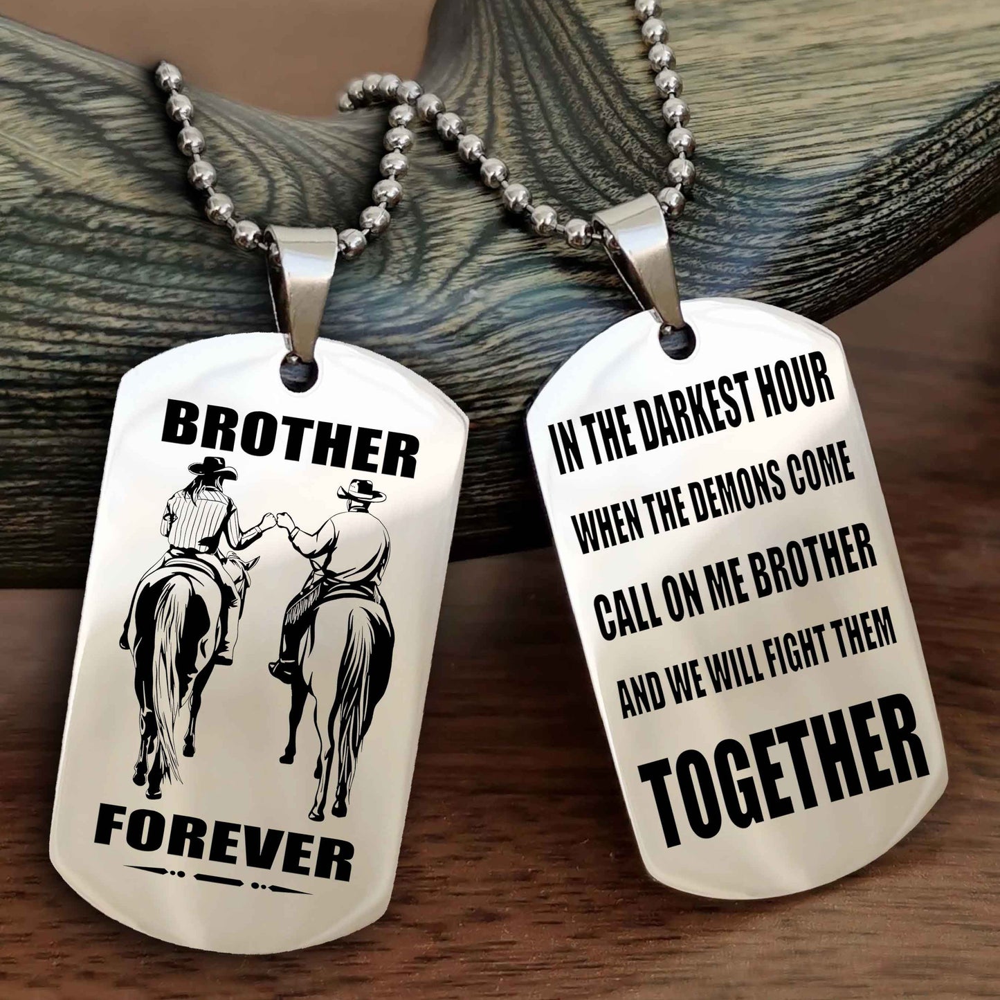 Cowboy Personalized Double Sided Dog Tag For My Brother - Call On Me Brother And We Will Fight Them Together Gift For Your Friend