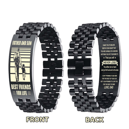 Samurai WBH Personalized Double Sided Bracelet Father And Son Best Friends For Life - Message on the back side