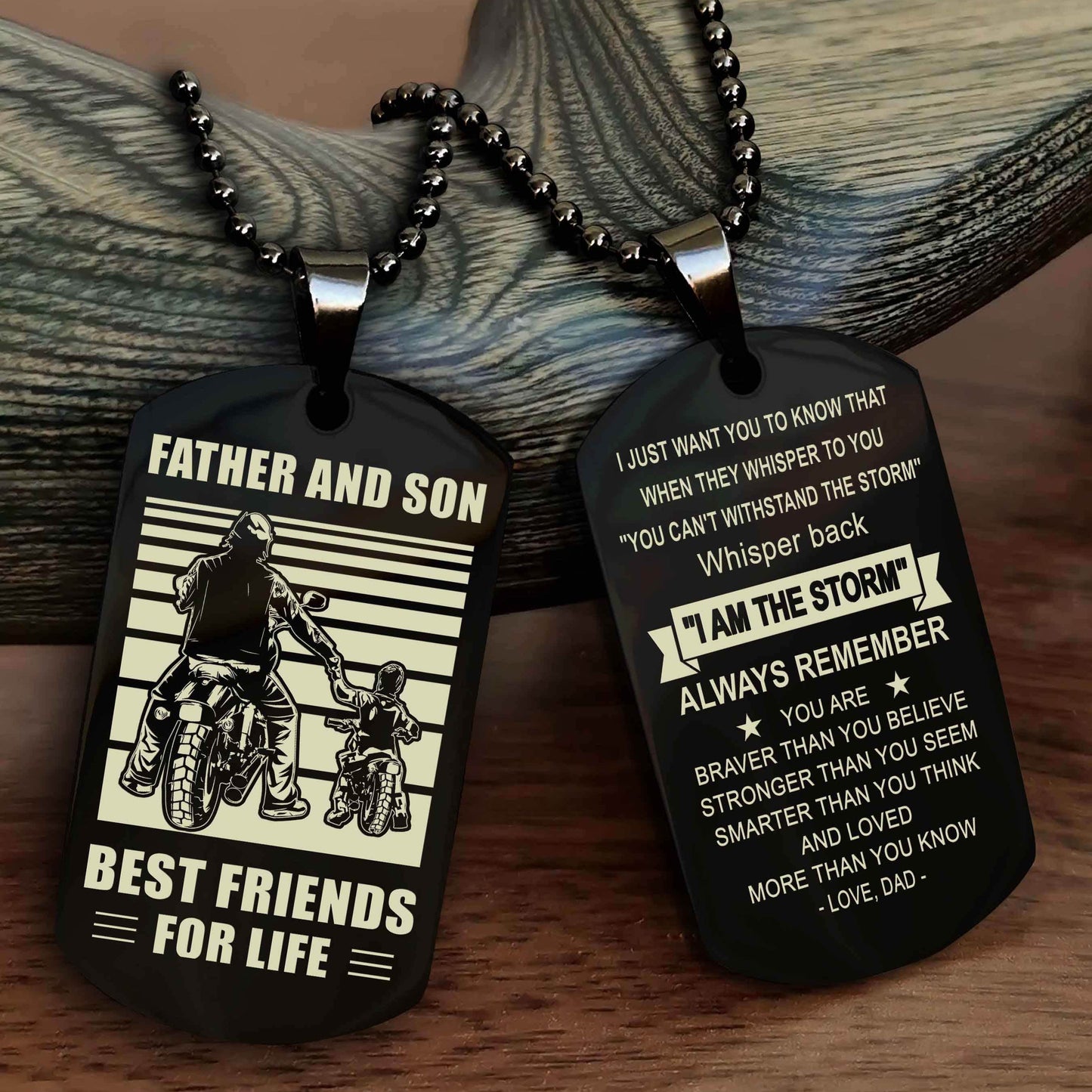 Samurai Personalized Double Sided Dog Tag Silver To My Son I Love You - Whisper Back I'm The Storm