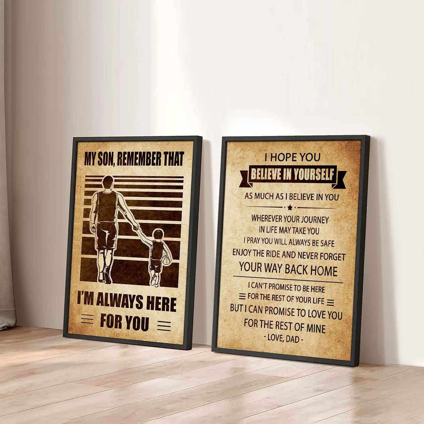 Combo 2 Sport Poster Canvas My Son Remember That - Never Forget Your Way Back Home