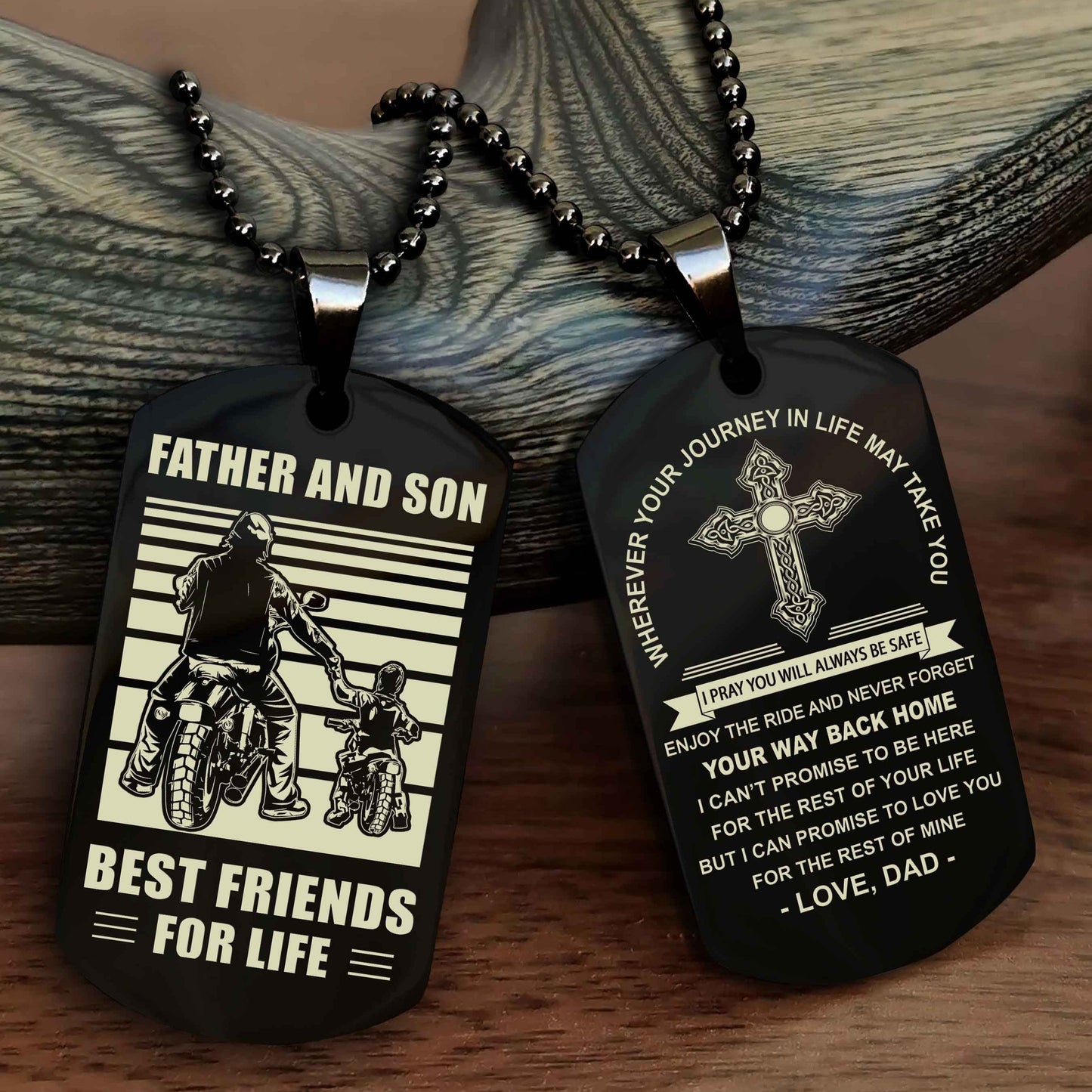 Samurai Cross Double Sided Dog Tag Father And Son Best Friend For Life - Gift For Son Never Forget Your Way Back Home