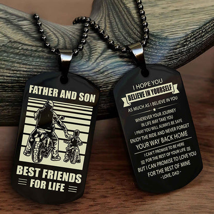 Samurai Personalized Double Sided Dog Tag Black To My Son I Love You - Enjoy The Ride And Never Forget Your Way Back Home From