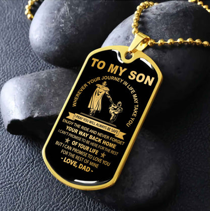 DRB Military Chain 18K Gold Plated Silver Plated To My Son Never Forget Your Way Back Home