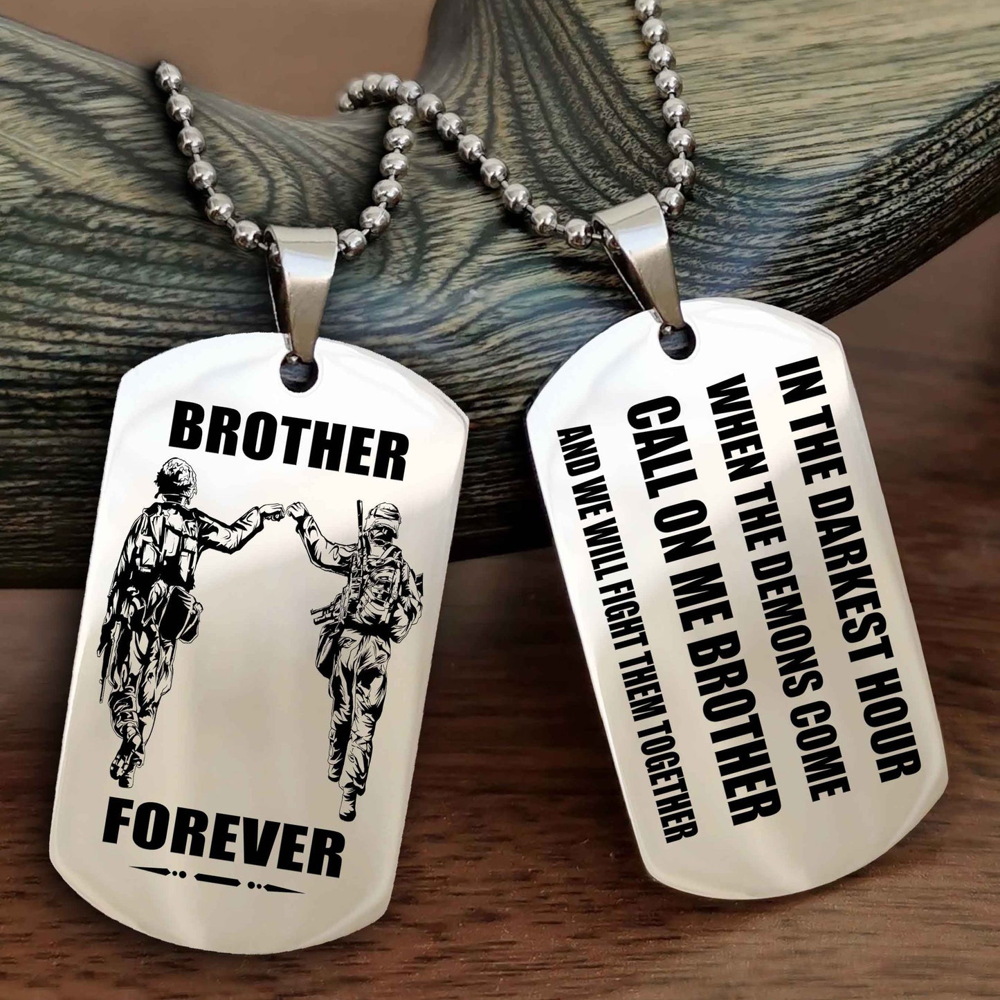 Viking Engraved Double Sided Dog Tag Call On Me Brother NAG Brothers Forever We Will Fight Them Together