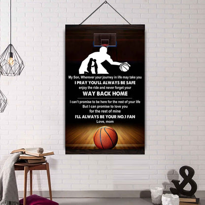 Sport Poster Canvas Mom To Son - Never Forget Your Way Back Home I Will Always Your No 1 Fan