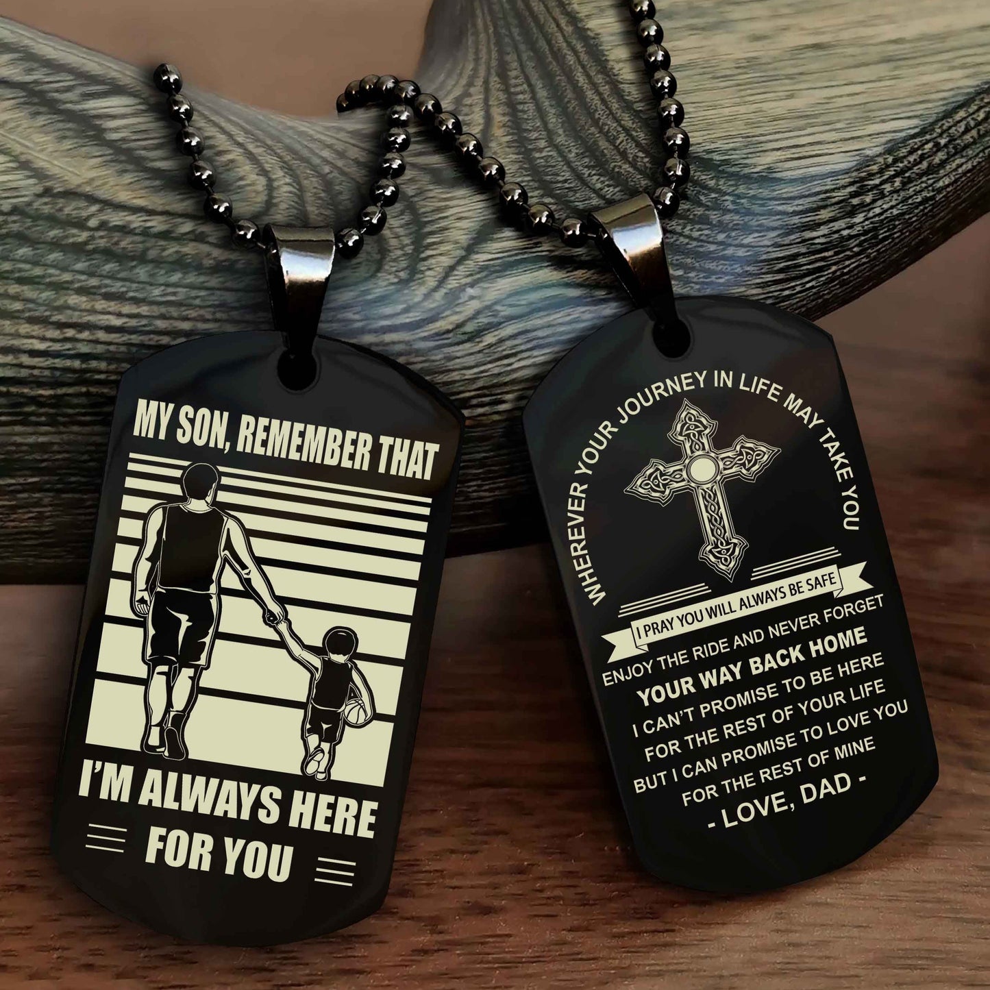 Samurai Cross Double Sided Dog Tag My Son Remember That - Gift For Son Enjoy The Ride Never Forget Your Way Back Home