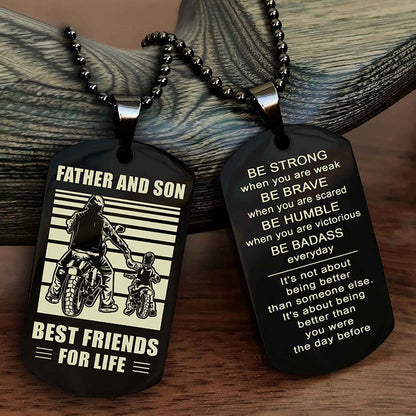 Cowboy Personalized Double Sided Dog Tag To My Son I Love You - Be Strong When You Are Weak Gift From Dad To Son