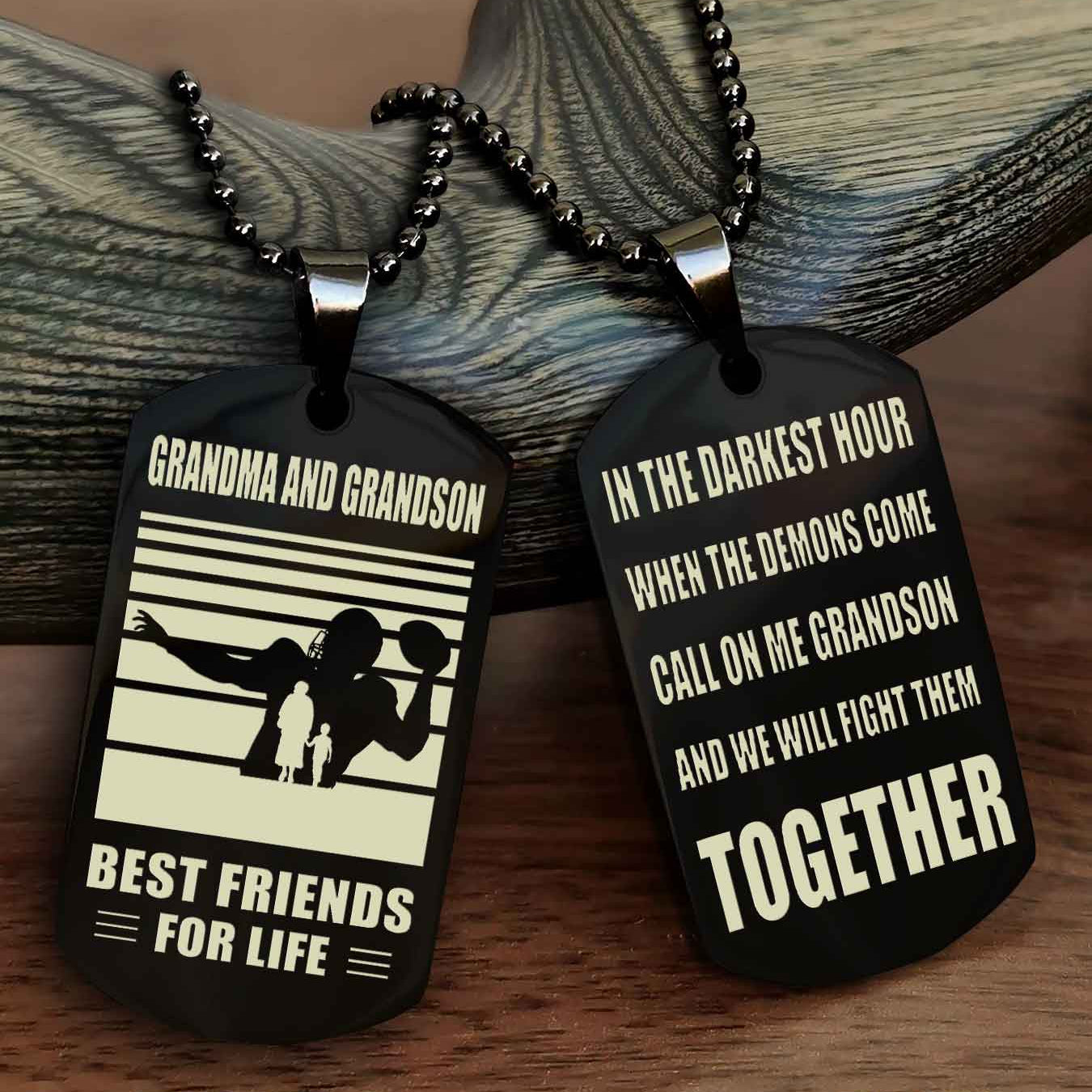 Sport Personalized Double Sided Dog Tag Grandpa And Grandson Best Friend For Life - Call On Me Grandson And We Will Fight Them Together