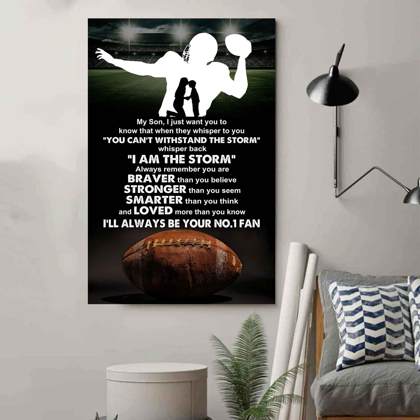Sport Poster Canvas Mom To Son - Whisper Back I Am The Storm I Will Always Your No 1 Fan