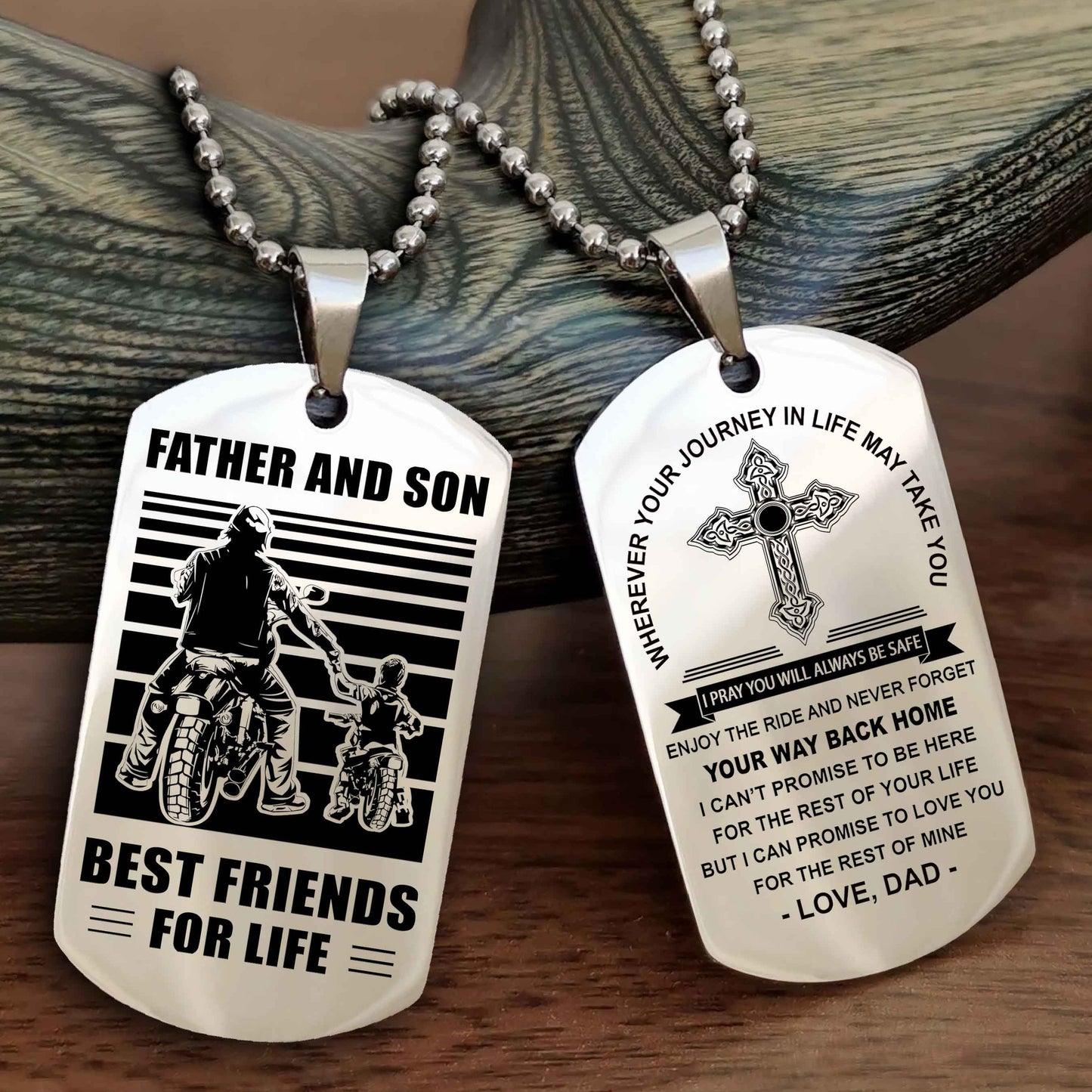 Samurai Cross Double Sided Dog Tag Father And Son Best Friend For Life - Gift For Son Never Forget Your Way Back Home