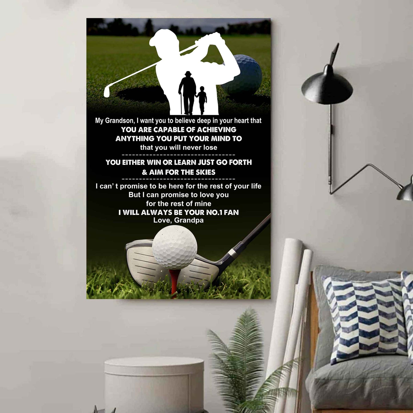 Tennis Poster Canvas Granpa To Grandson - That You Will Never Lose You Either Win Or Learn I Will Always Your No 1 Fan
