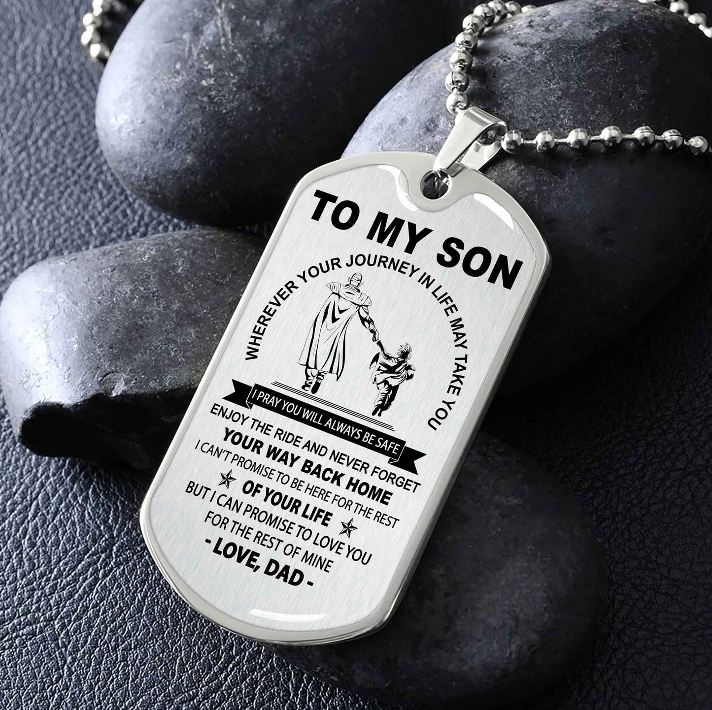 DRB Military Chain 18K Gold Plated Silver Plated To My Son Never Forget Your Way Back Home