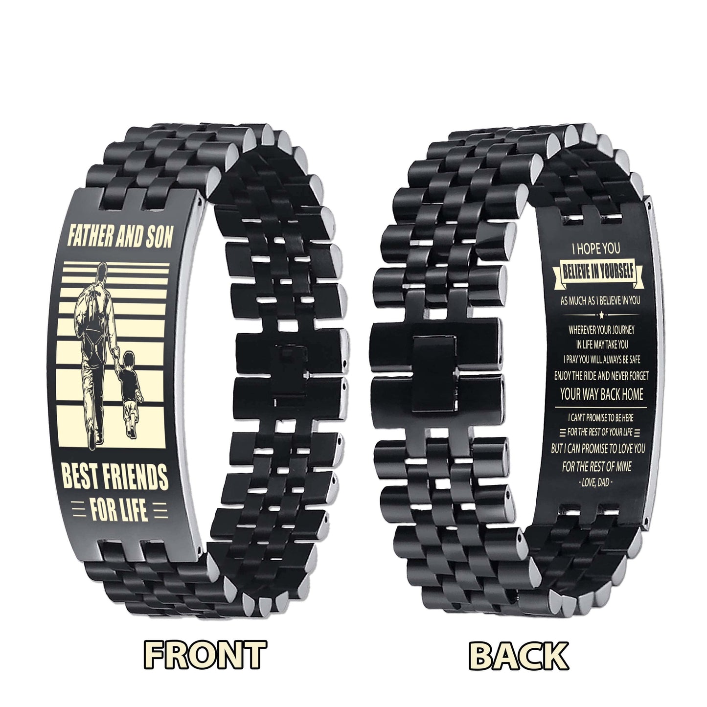 Samurai STO Personalized Double Sided Bracelet Father And Son Best Friends For Life - Message on the back side