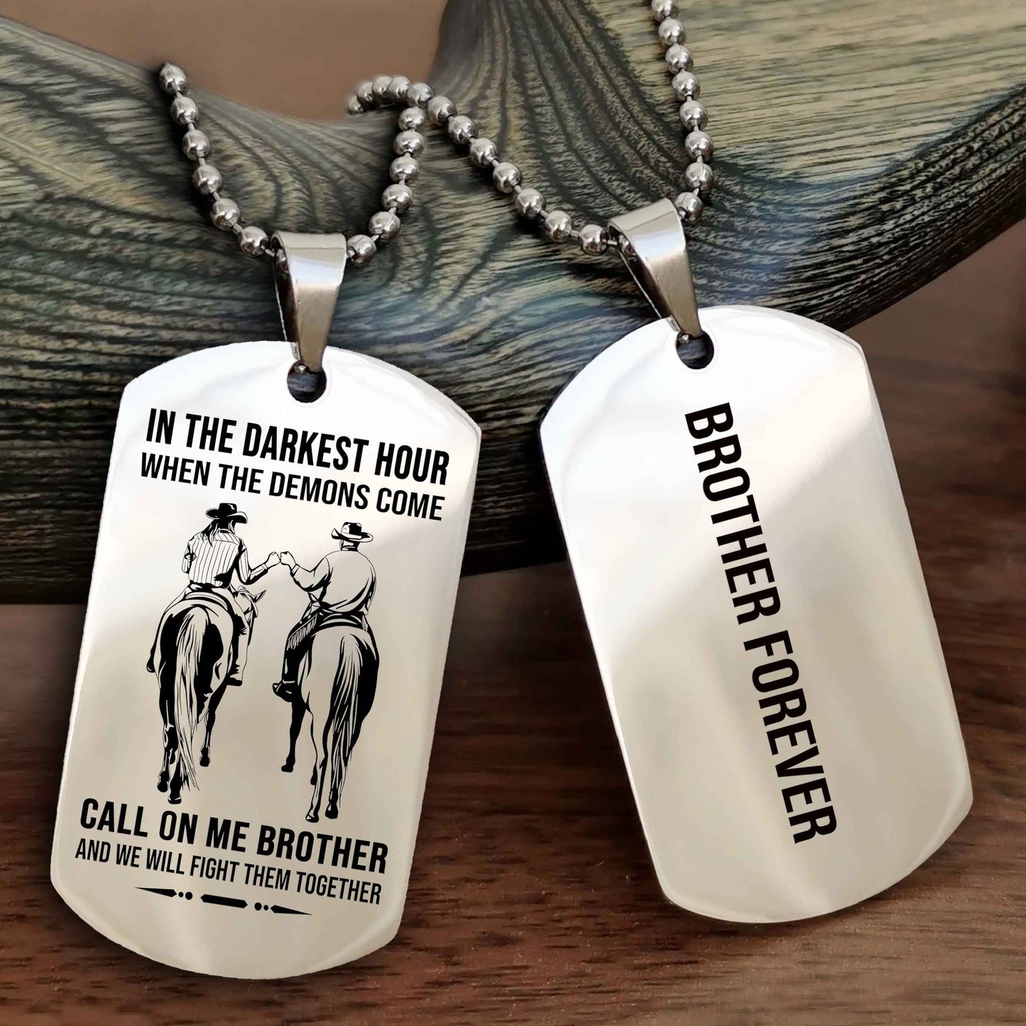Cowboy Customizable engraved black dog tag double sided gift from brother, brother forevers