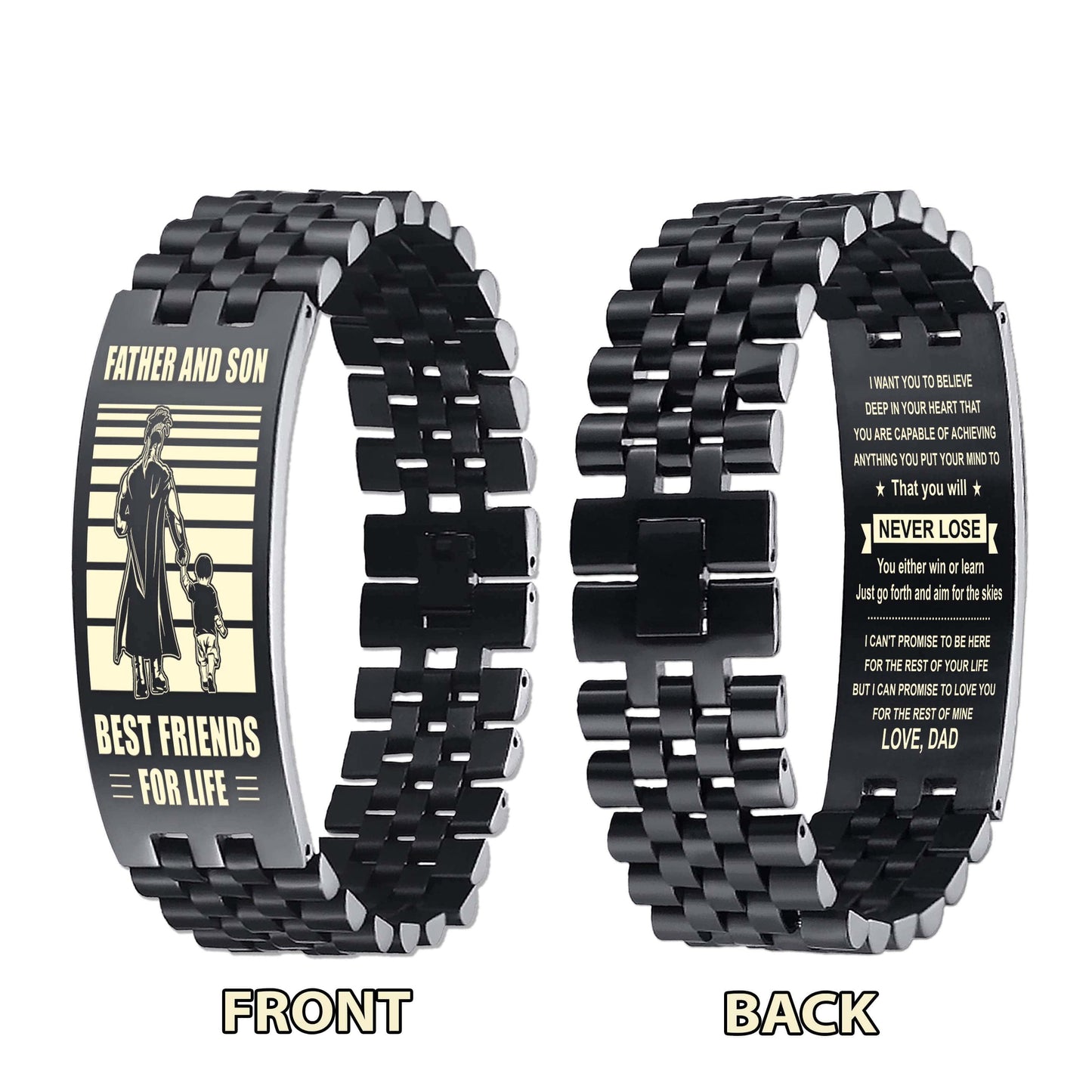 Samurai WBH Personalized Double Sided Bracelet Father And Son Best Friends For Life - Message on the back side