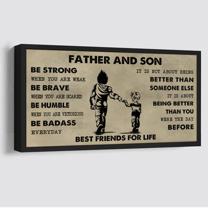 Ver 2 Family Father And Son Best Friends For Life - Be Strong When You Are Weak Poster Canvas Gift For Son From Father-Photo Upload