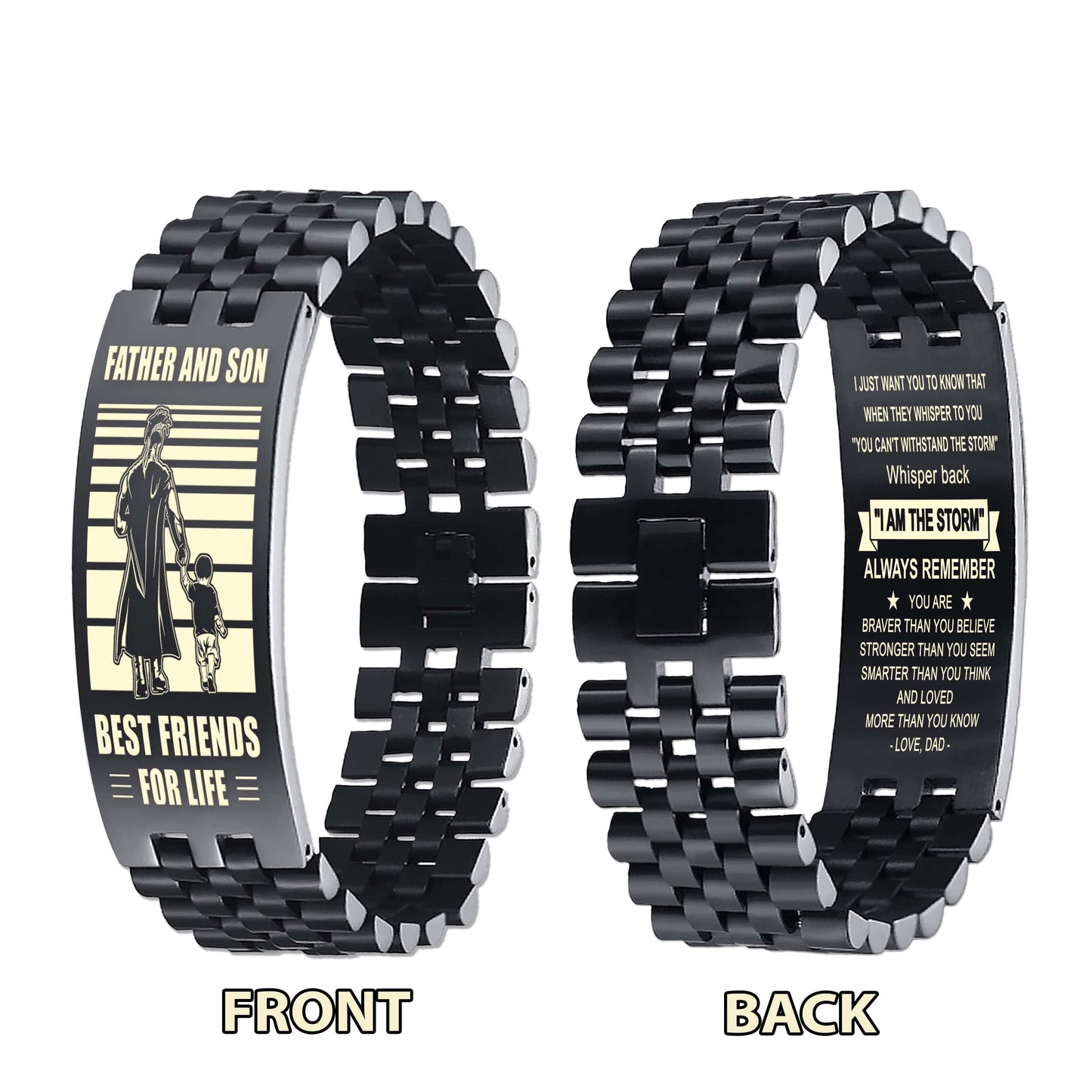 Samurai STO Personalized Double Sided Bracelet Father And Son Best Friends For Life - Message on the back side