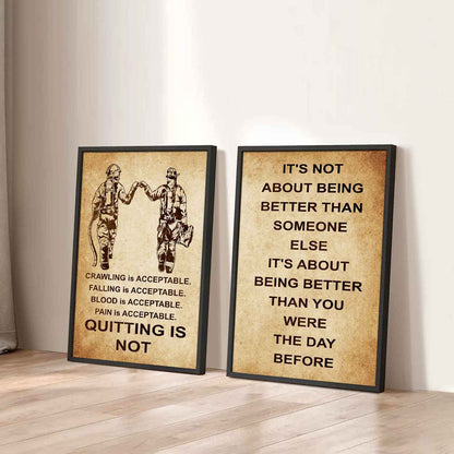 Combo 2 DRB Poster Canvas Quitting Is Not - It's Not About Being Better Than Someone Else It's About Being Better Than You Were The Day Before