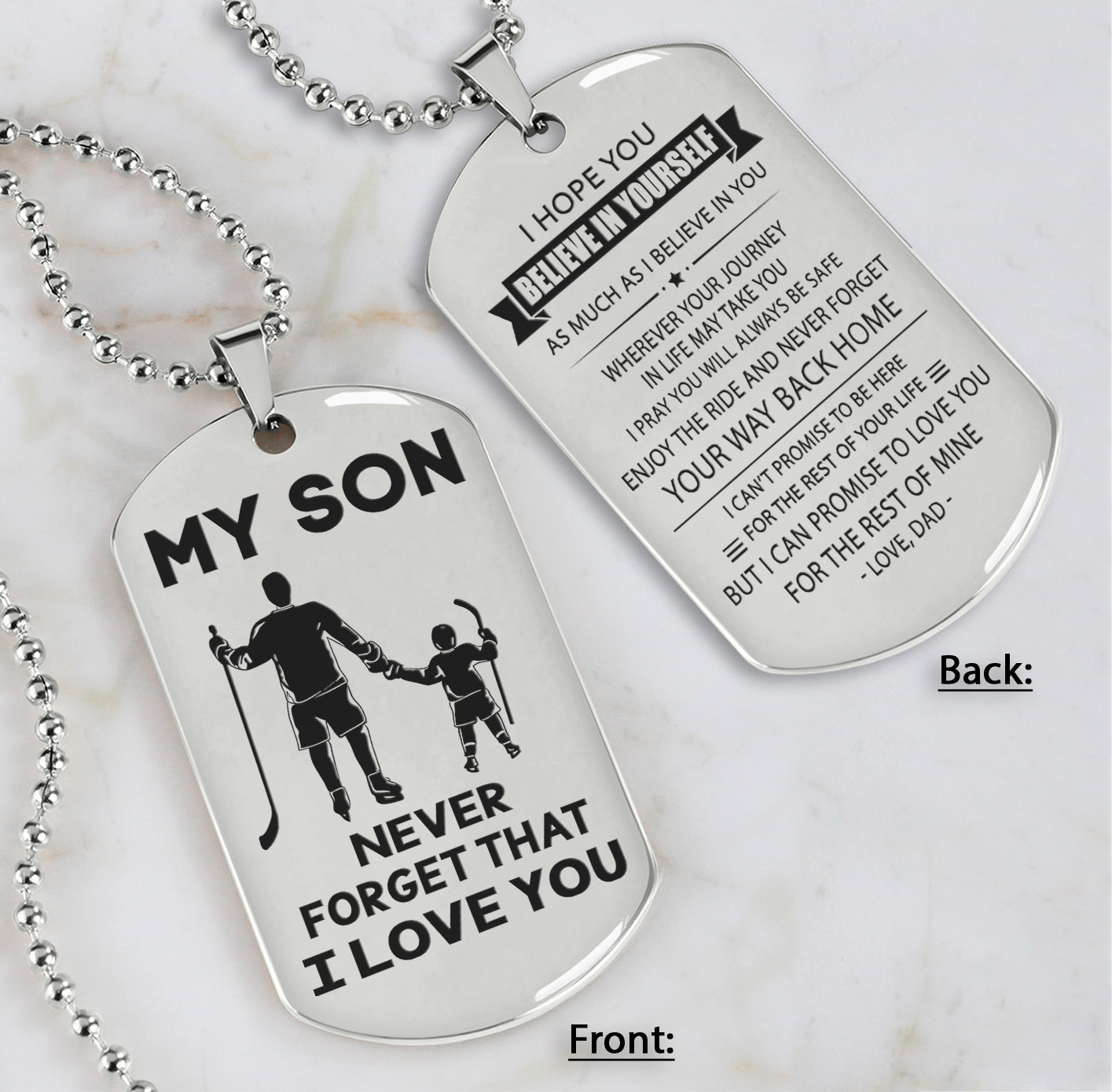 DRB Personalized Double Sided Dog Tag To My Son Never Forget That I Love You - Never Forget Your Way Back Home