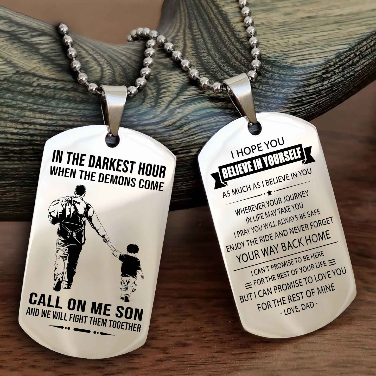 DRB Double Sided Dog Tag Call On Me Son - Gift For Son From Dad Never Forget Your Way Back Home