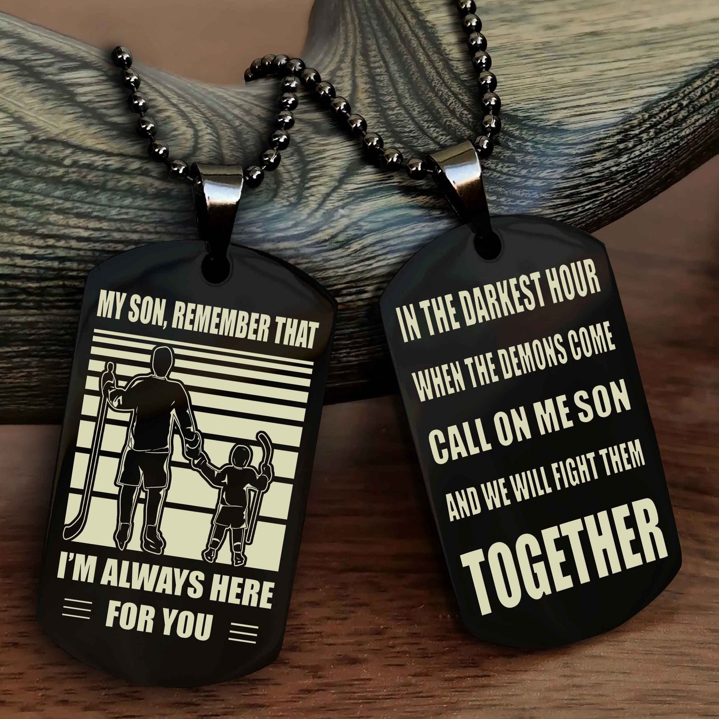 Biker Personalized Double Sided Dog Tag My Son Remember That I Will Always Here Call On Me Son And We Will Fight Them Together