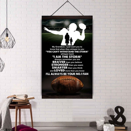 American Football Poster Canvas Grandma To Grandson - Whisper Back I Am The Storm I Will Always Your No 1 Fan