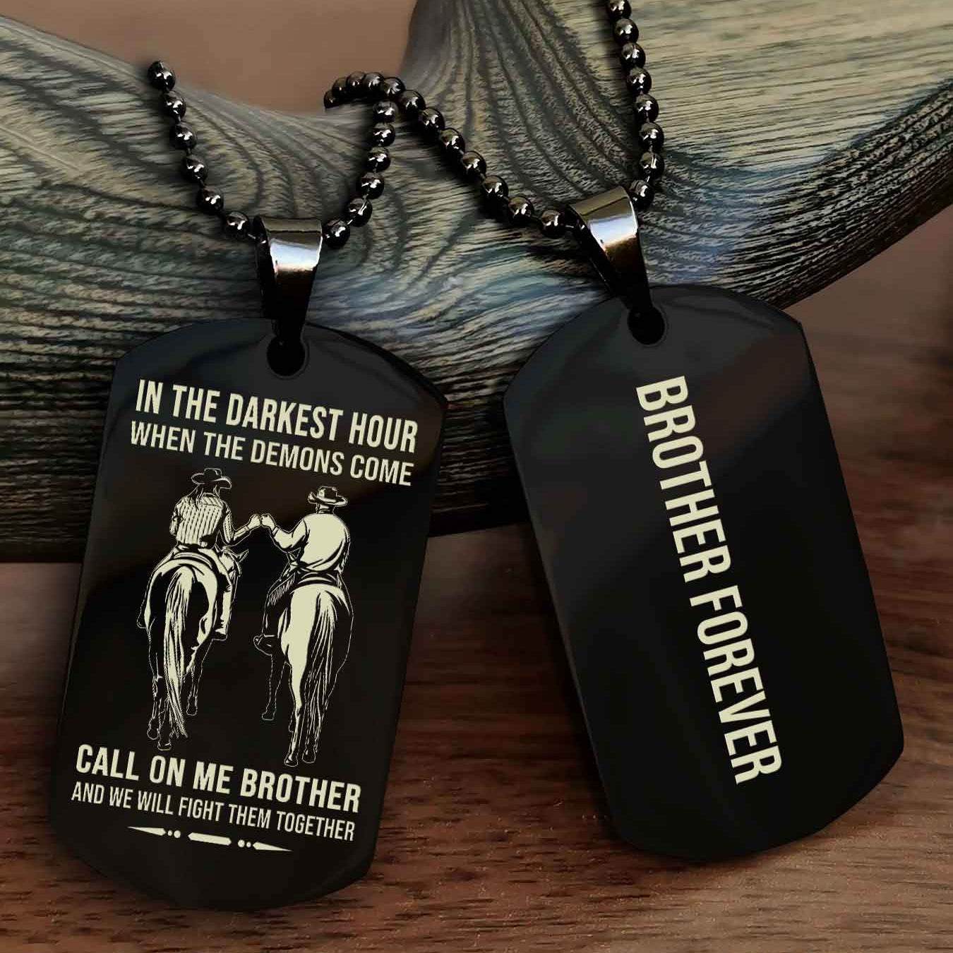 Samurai customizable engraved black dog tag double sided gift from brother, brother forevers