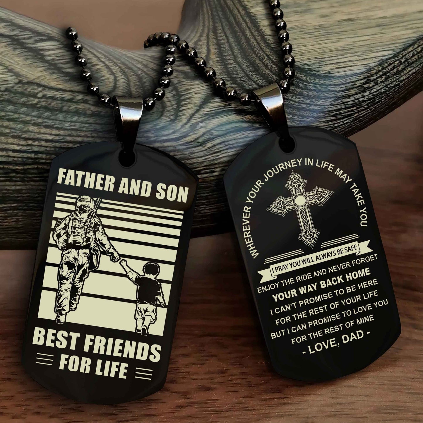 Samurai Cross Double Sided Dog Tag Father And Son Best Friend For Life - Gift For Son Never Forget Your Way Back Home