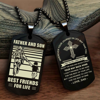 Samurai Cross Double Sided Dog Tag Father And Son Best Friend For Life - Gift For Son Never Forget Your Way Back Home