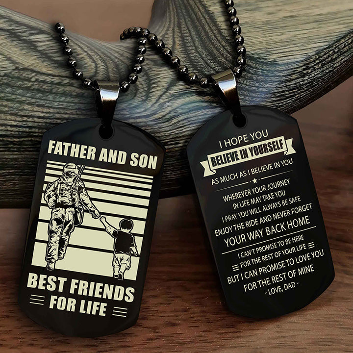 Viking Personalized Double Sided Dog Tag Black To My Son I Love You - Enjoy The Ride And Never Forget Your Way Back Home From