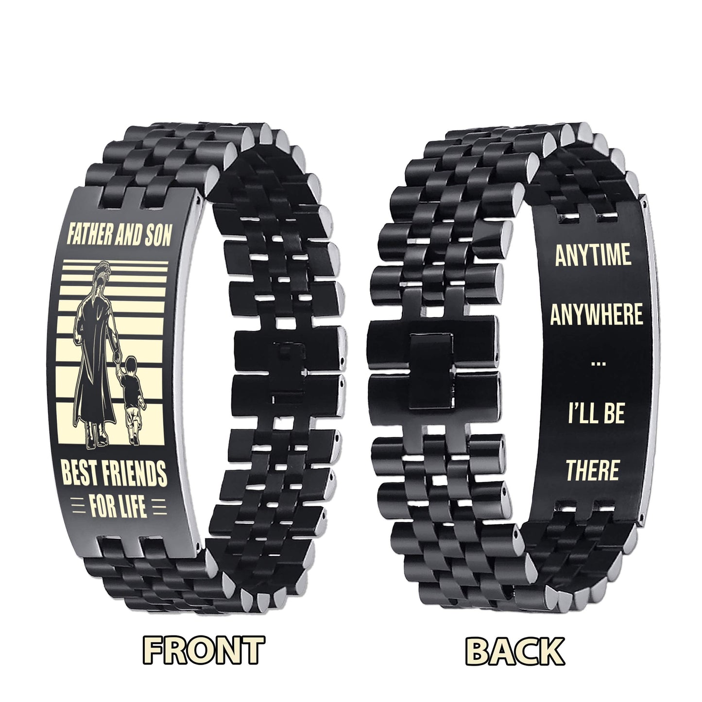 Viking NVL Personalized Double Sided Bracelet Father And Son Best Friends For Life - Message on the back side