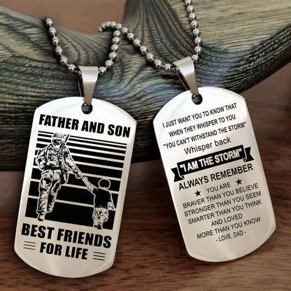 Cowboy Personalized Double Sided Dog Tag To My Son I Love You - Whisper Back I'm The Storm