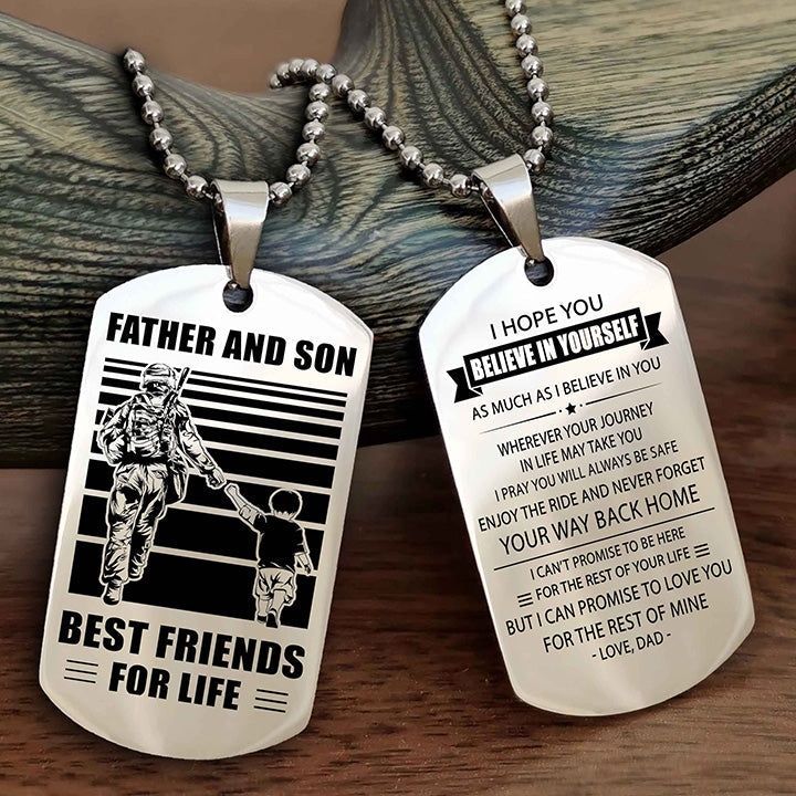 Viking Personalized Double Sided Dog Tag Black To My Son I Love You - Enjoy The Ride And Never Forget Your Way Back Home From