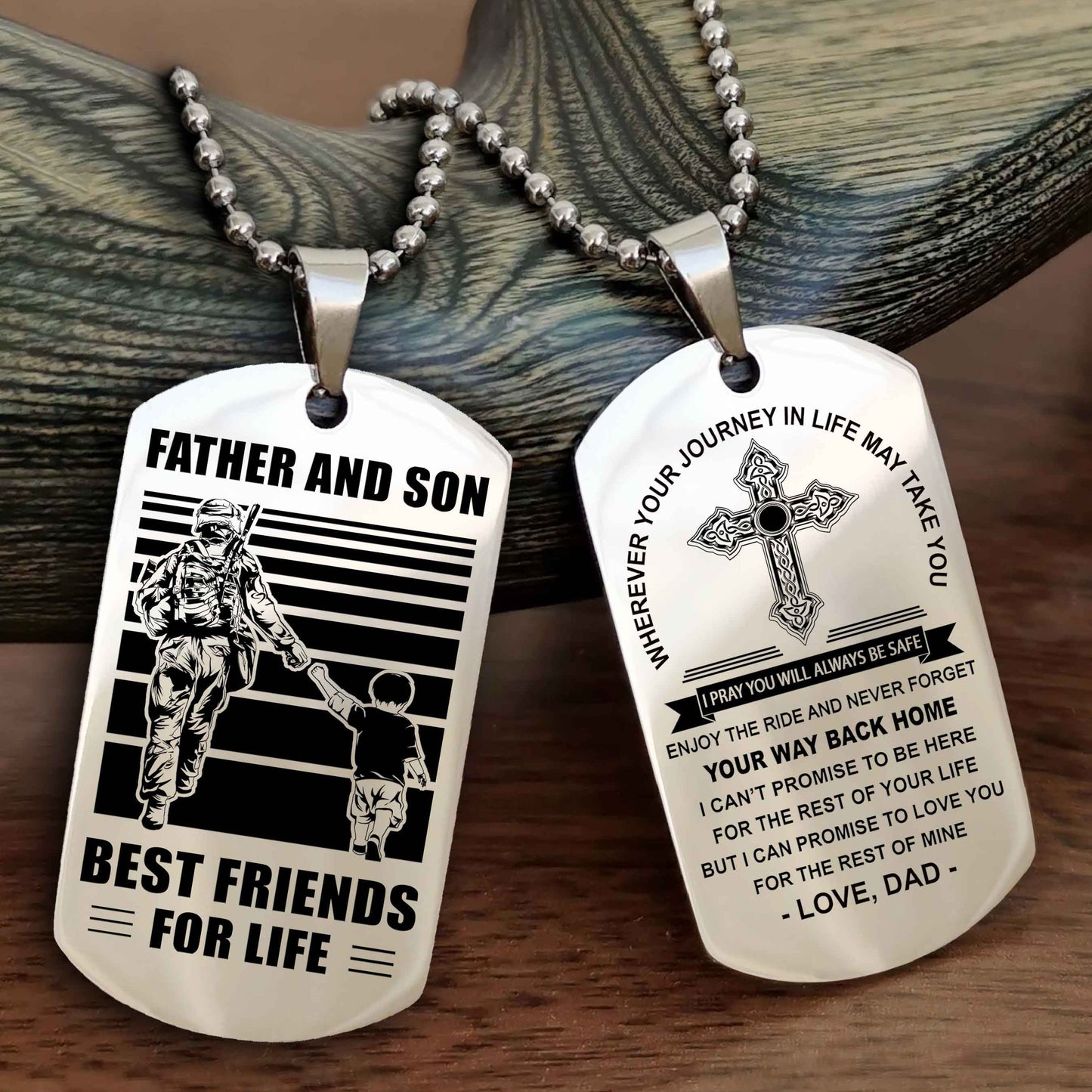 Samurai Cross Double Sided Dog Tag Father And Son Best Friend For Life - Gift For Son Never Forget Your Way Back Home