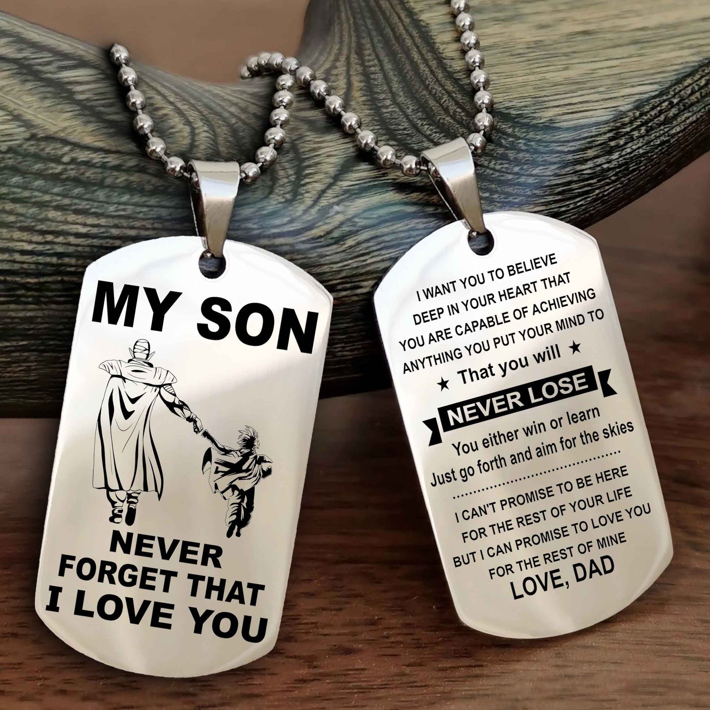 DRB Double Sided Dog Tag To My Son Never Forget That I Love You New Version - That You Will Never Lose You Either Win Or Learn