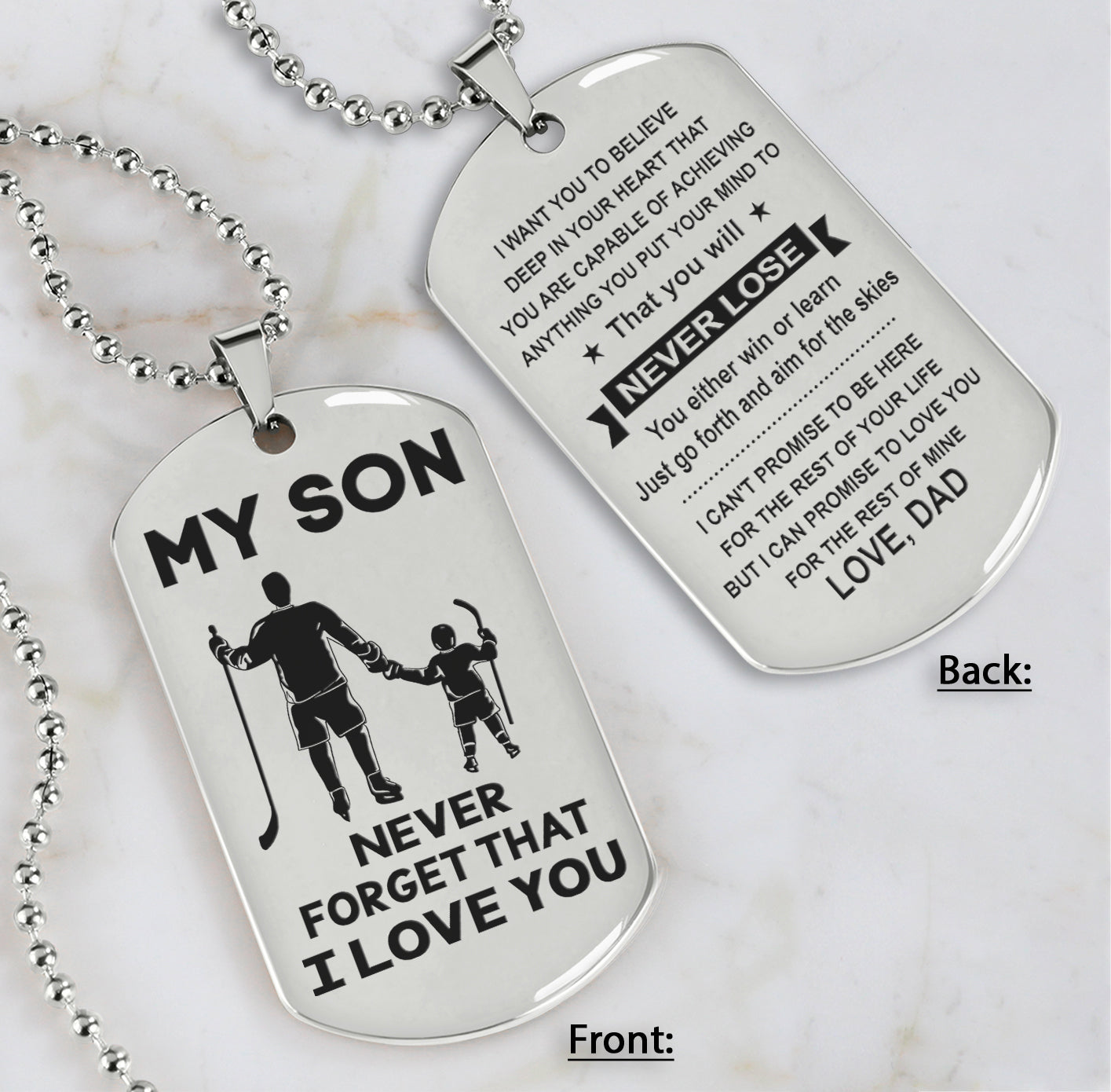 DRB Personalized Double Sided Dog Tag To My Son Never Forget That I Love You - You Will Never Lose You Either Win Or Learn
