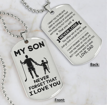 DRB Personalized Double Sided Dog Tag To My Son Never Forget That I Love You - You Will Never Lose You Either Win Or Learn