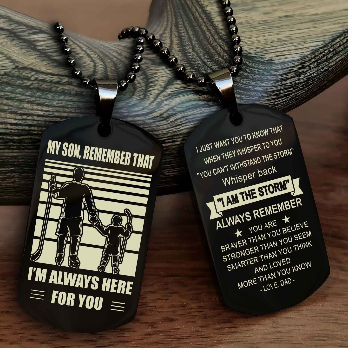 Biker Personalized Double Sided Dog Tag My Son Remember That I Will Always Here Whisper Back I Am The Storm